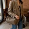 Versatile Soft Leather Shoulder & Crossbody Bag with Spacious Interior